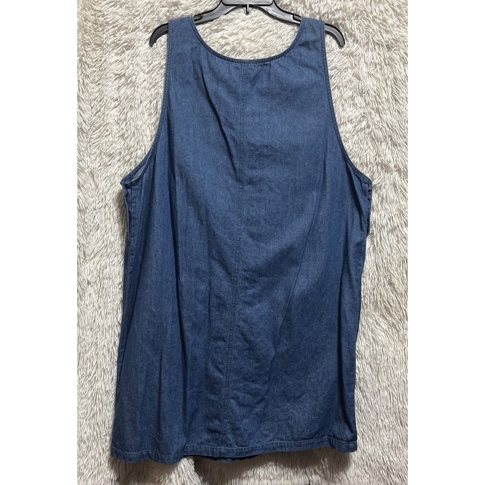 Quacker Factory Denim Midi‎ Dress Womens 1X Blue Cotton Pockets Flag Applique - Picture 2 of 10